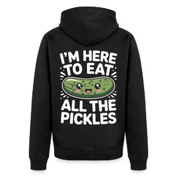 Concombre Kawaii ici pour manger tous les cornichons - Veste à capuche bio Premium Unisexe - noir - Dos - Nico (187cm)