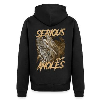 Serious About Cuban Knight Anoles Reptile Keeper - Unisex Premium Organic Zip Hoodie - black - Back - Nico (187cm)