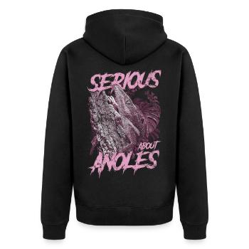 Ernsthaft über den kubanischen Ritter Anolis Reptilienhalter - Unisex Premium Bio Zip Hoodie - Schwarz - Hinten - Nico (187cm)