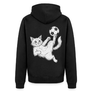 football, footballeur, joueur de football, chat - Veste à capuche bio Premium Unisexe - noir - Dos - Nico (187cm)