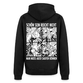 Schön sein reicht nicht Fantasy - Unisex Premium Bio Zip Hoodie - Schwarz - Hinten - Nico (187cm)