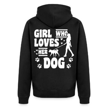 Fille qui aime les chiens - Veste à capuche bio Premium Unisexe - noir - Dos - Nico (187cm)