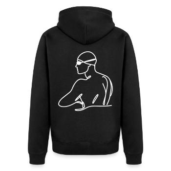 Schwimmer Skizze - Unisex Premium Bio Zip Hoodie - Schwarz - Hinten - Nico (187cm)