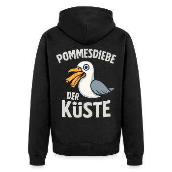 French Fry Thieves Coastal Pelican - Unisex Premium Organic Zip Hoodie - black - Back - Nico (187cm)