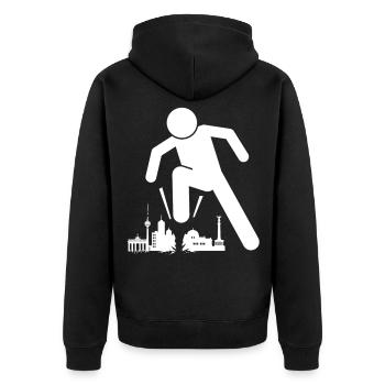Berlin is ugly skyline - Unisex Premium Organic Zip Hoodie - black - Back - Nico (187cm)
