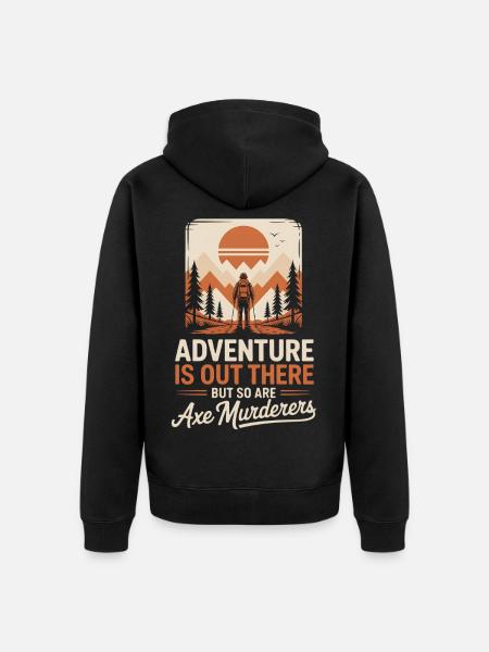 Adventure Out There in Retro Wilderness - Unisex Premium Organic Zip Hoodie - black