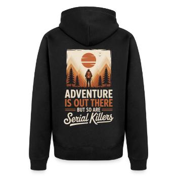 Sunset Walker Adventure Trail - Unisex Premium Organic Zip Hoodie - black - Back - Nico (187cm)