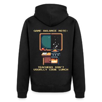 Balance note: Teachers don't cook | School - Unisex Premium Organic Zip Hoodie - black - Back - Nico (187cm)