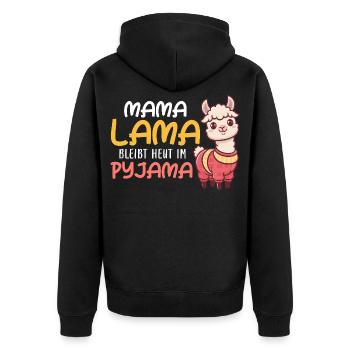 MAMA LAMA RESTE EN PYJAMA AUJOURD’HUI Drôle - Veste à capuche bio Premium Unisexe - noir - Dos - Nico (187cm)