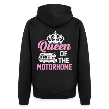 Königin des Wohnmobils - Unisex Premium Bio Zip Hoodie - Schwarz - Hinten - Nico (187cm)