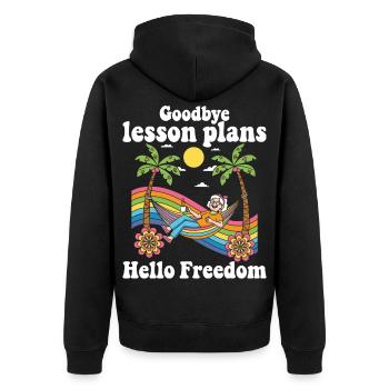 Auf Wiedersehen Lehrerin im Ruhestand Frauen - Unisex Premium Bio Zip Hoodie - Schwarz - Hinten - Nico (187cm)