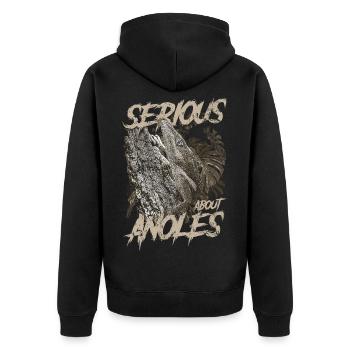 Ernsthaft über den kubanischen Ritter Anolis Reptilienhalter - Unisex Premium Bio Zip Hoodie - Schwarz - Hinten - Nico (187cm)