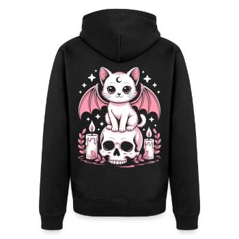 Chat Goth Pastel Kawaii - Veste à capuche bio Premium Unisexe - noir - Dos - Nico (187cm)