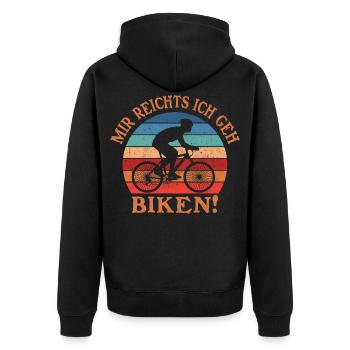Retro Sunset Biker Motif - Unisex Premium Organic Zip Hoodie - black - Back - Nico (187cm)