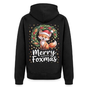 Merry Foxmas Chemise de renard de Noël mignon - Veste à capuche bio Premium Unisexe - noir - Dos - Nico (187cm)