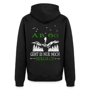 From 60 it's all uphill Birthday - Unisex Premium Organic Zip Hoodie - black - Back - Nico (187cm)