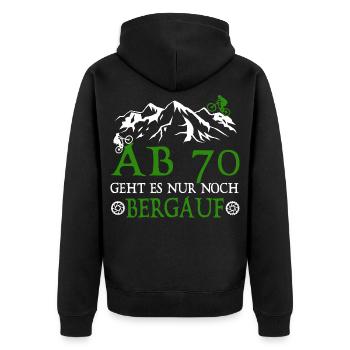 Ab 70 Geht es nur noch Bergauf Geburtstag Biker - Unisex Premium Bio Zip Hoodie - Schwarz - Hinten - Nico (187cm)