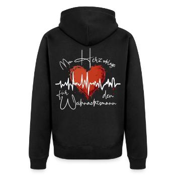 Heartbeat for Christmas Santa Claus - Unisex Premium Organic Zip Hoodie - black - Back - Nico (187cm)