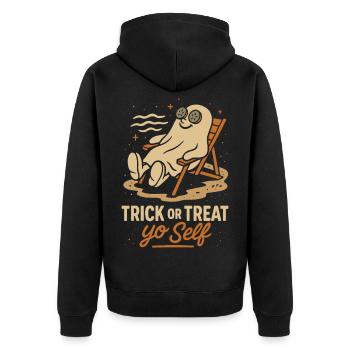 Trick Or Treat Yo Self Lazy Costume Drôle Dicton - Veste à capuche bio Premium Unisexe - noir - Dos - Nico (187cm)