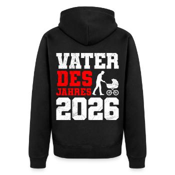 Paternité PÈRE DE L’ANNÉE 2026 DRÔLE - Veste à capuche bio Premium Unisexe - noir - Dos - Nico (187cm)