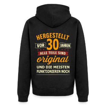 30. Geburtstag Originalteile Fun Shirt - Unisex Premium Bio Zip Hoodie - Schwarz - Hinten - Nico (187cm)