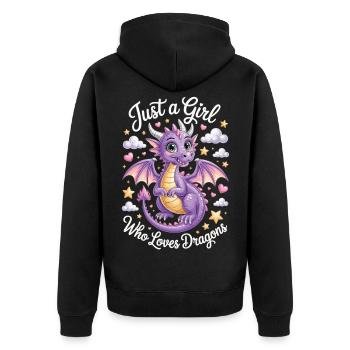 Juste une fille qui aime les dragons Chemise de dragon mignon - Veste à capuche bio Premium Unisexe - noir - Dos - Nico (187cm)