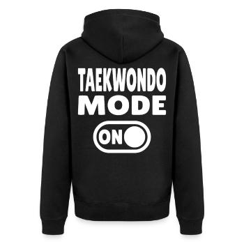 Taekwondo Mode ON – Power for martial arts fans - Unisex Premium Organic Zip Hoodie - black - Back - Nico (187cm)