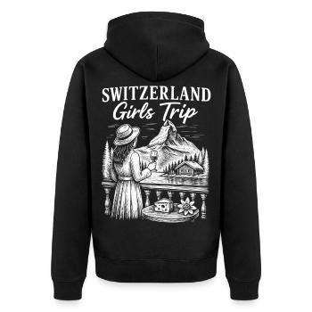 Switzerland Girls Trip Alpenblick - Unisex Premium Organic Zip Hoodie - black - Back - Nico (187cm)
