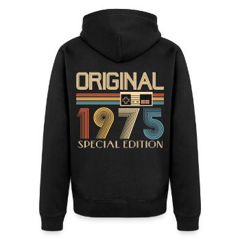 50e anniversaire 50 ans original 1975 - Veste à capuche bio Premium Unisexe - noir - Dos - Nico (187cm)