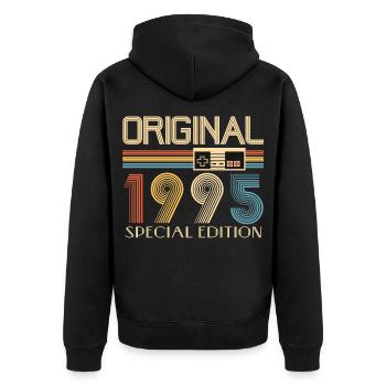 30. Geburtstag 30 Jahre Original 1995 - Unisex Premium Bio Zip Hoodie - Schwarz - Hinten - Nico (187cm)