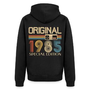 40e anniversaire 40 ans Original 1985 - Veste à capuche bio Premium Unisexe - noir - Dos - Nico (187cm)