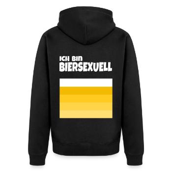 Biersexuell - Unisex Premium Bio Zip Hoodie - Schwarz - Hinten - Nico (187cm)