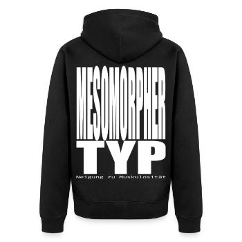 Mesomorph Type Tendency to Muscularity Typo - Unisex Premium Organic Zip Hoodie - black - Back - Nico (187cm)