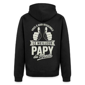 So sieht der beste Opa der Welt aus - Unisex Premium Bio Zip Hoodie - Schwarz - Hinten - Nico (187cm)
