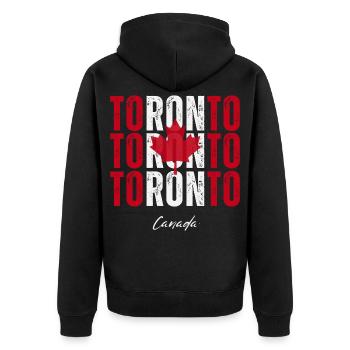 Toronto, Kanada, ich liebe Toronto - Unisex Premium Bio Zip Hoodie - Schwarz - Hinten - Nico (187cm)
