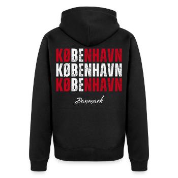 J’adore Copenhague, Copenhague Danemark - Veste à capuche bio Premium Unisexe - noir - Dos - Nico (187cm)
