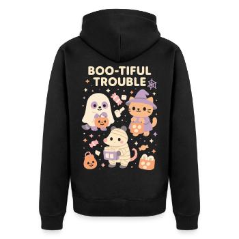 Boo-Tiful Trouble Halloween Costume Fun - Unisex Premium Organic Zip Hoodie - black - Back - Nico (187cm)