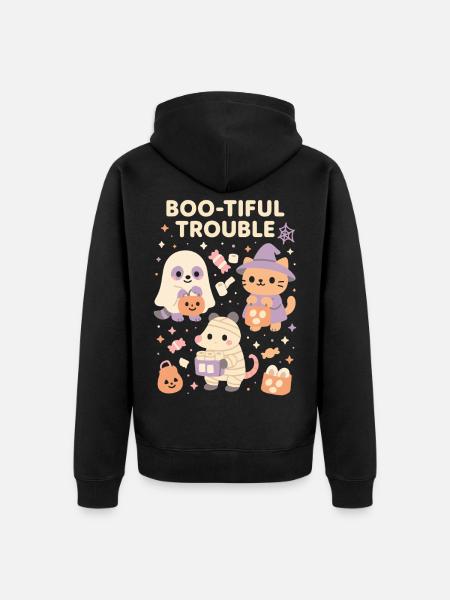 Boo-Tiful Trouble Halloween Costume Fun - Unisex Premium Organic Zip Hoodie - black