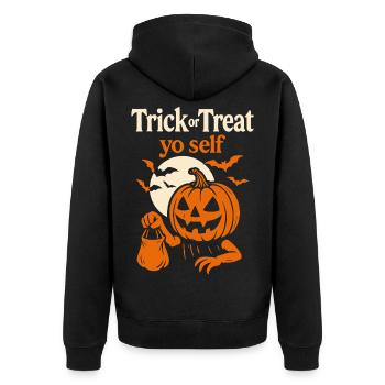 Trick Or Treat Yo Self Halloween Drôle Costume - Veste à capuche bio Premium Unisexe - noir - Dos - Nico (187cm)