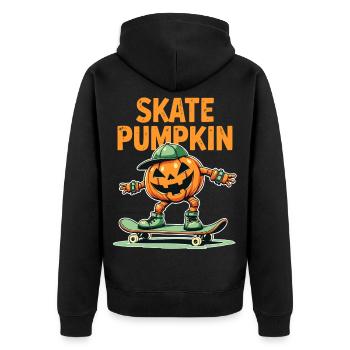 Citrouille skateboard pour les fans d’Halloween - Veste à capuche bio Premium Unisexe - noir - Dos - Nico (187cm)