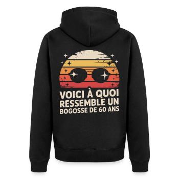 Lunettes Vintage 60 Ans Fun - Veste à capuche bio Premium Unisexe - noir - Dos - Nico (187cm)
