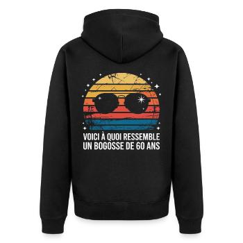Rétro soleil lunettes 60 ans - Veste à capuche bio Premium Unisexe - noir - Dos - Nico (187cm)
