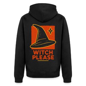 Hexe bitte Halloween Kostüm Lustiger Spruch - Unisex Premium Bio Zip Hoodie - Schwarz - Hinten - Nico (187cm)