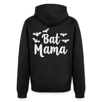 Bat Mama – Bat Mother Statement - Unisex Premium Organic Zip Hoodie - black - Back - Nico (187cm)