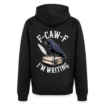 Raven quill and scrolls - Unisex Premium Organic Zip Hoodie - black - Back - Nico (187cm)