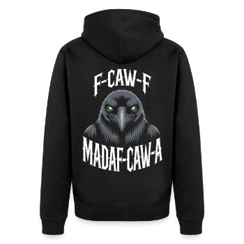 Krähenmaske Gedankenspiel Motiv - Unisex Premium Bio Zip Hoodie - Schwarz - Hinten - Nico (187cm)
