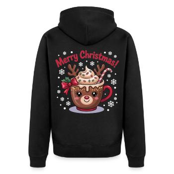 Mug renne Joyeux Noël pour les fans de cacao ! - Veste à capuche bio Premium Unisexe - noir - Dos - Nico (187cm)
