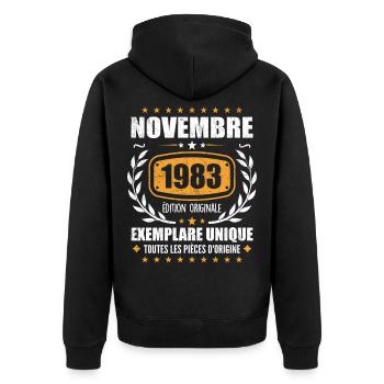 November 1983 Original Edition Vintage November - Unisex Premium Organic Zip Hoodie - black - Back - Nico (187cm)