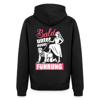 Bald unter neuer Führung JGA Junggesellenabschied - Unisex Premium Bio Zip Hoodie - Schwarz - Hinten - Nico (187cm)