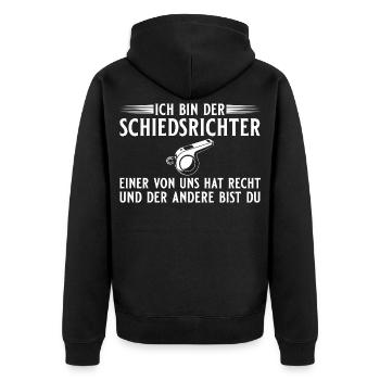 Schiedsrichter Einer hat recht - Schiri - Unisex Premium Bio Zip Hoodie - Schwarz - Hinten - Nico (187cm)